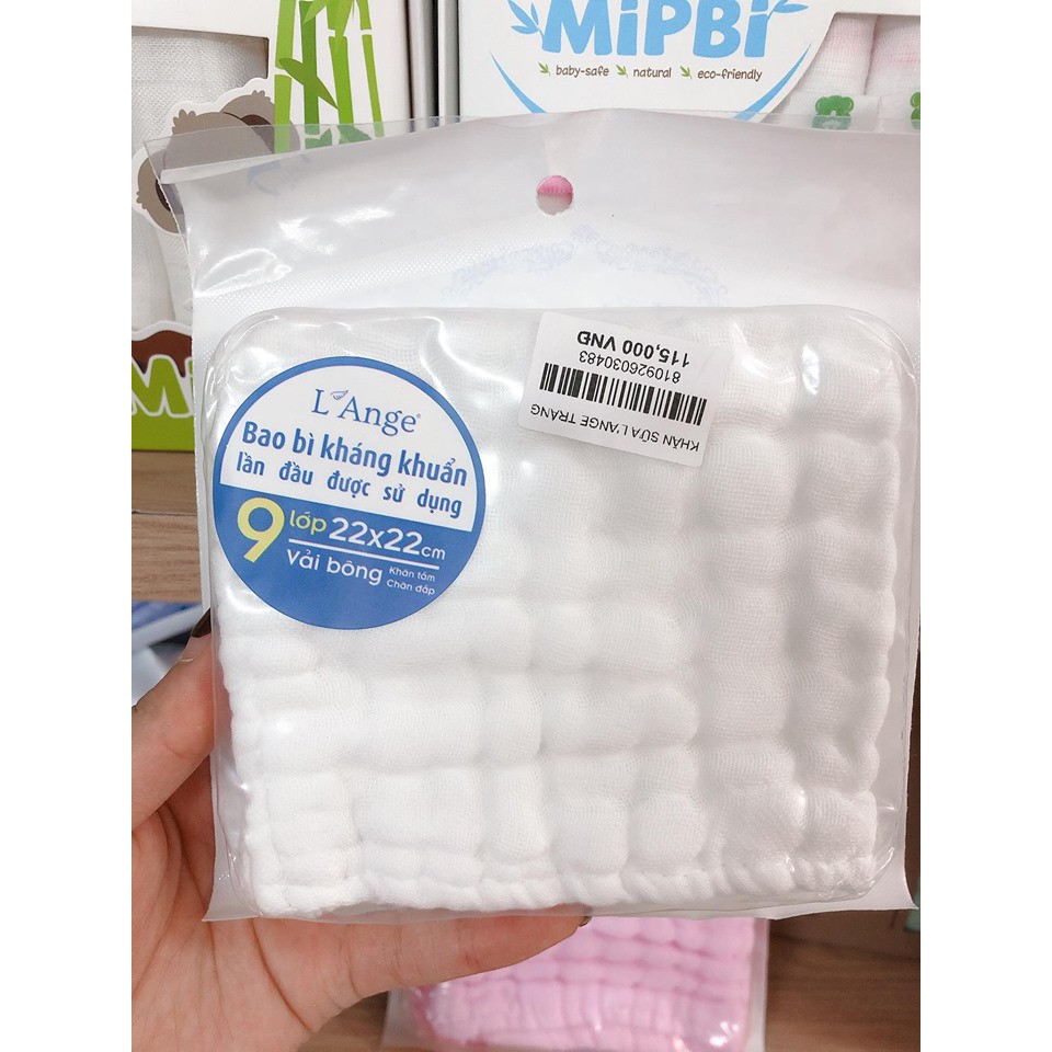 KHĂN L'ANGE VẢI BÔNG 9 LỚP 22X22CM