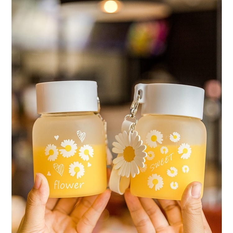 Bình thủy tinh mini hoa cúc phong cách Hàn Quốc 350ml