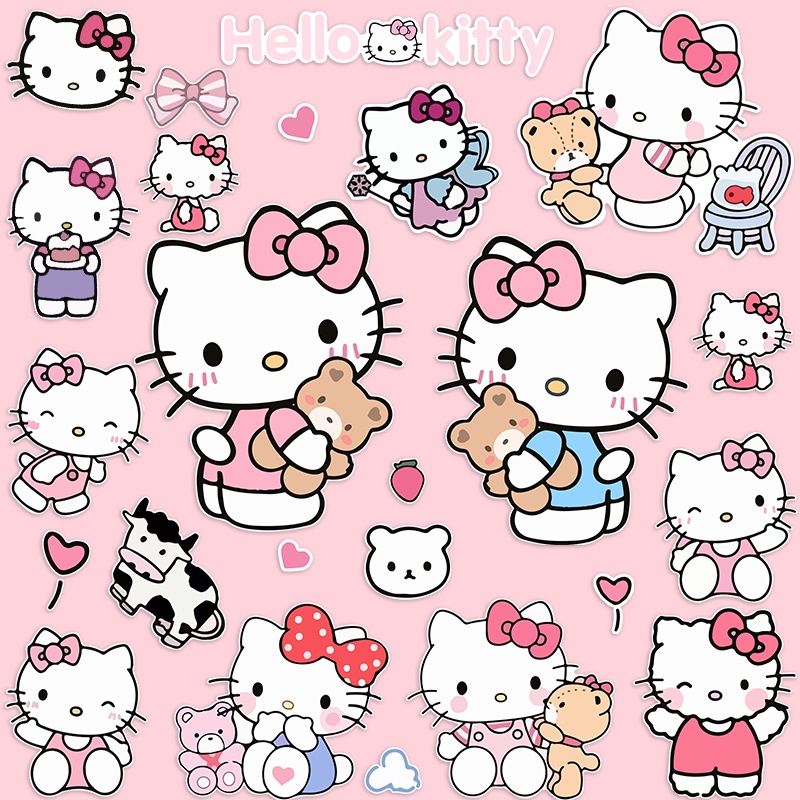 Miếng Dán Trang Trí Va Li/Laptop/Điện Thoại Hình Mèo Hello kitty Dễ Thương