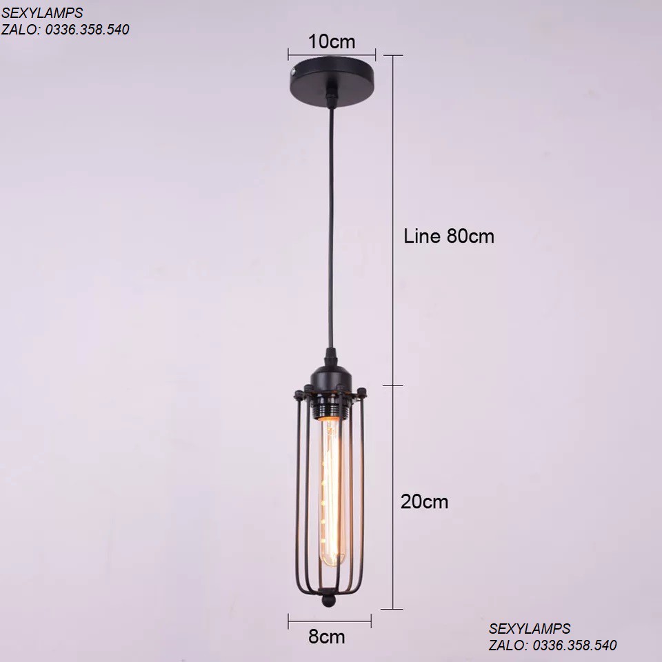 Đèn Thả Trang Trí Rọ Sắt. Tặng Bóng Led Thủy Tinh