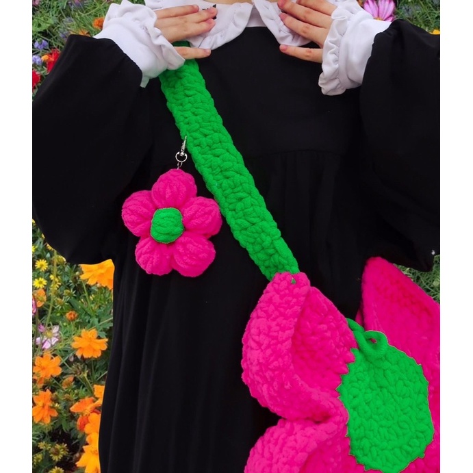 Túi len hình bông hoa - Crochet Bloom Bag - Mếu Máo