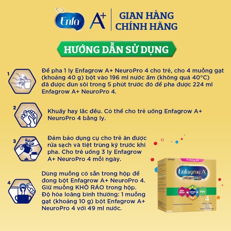 Sữa bột Enfagrow+4 vị không đổi/ vị nhạt