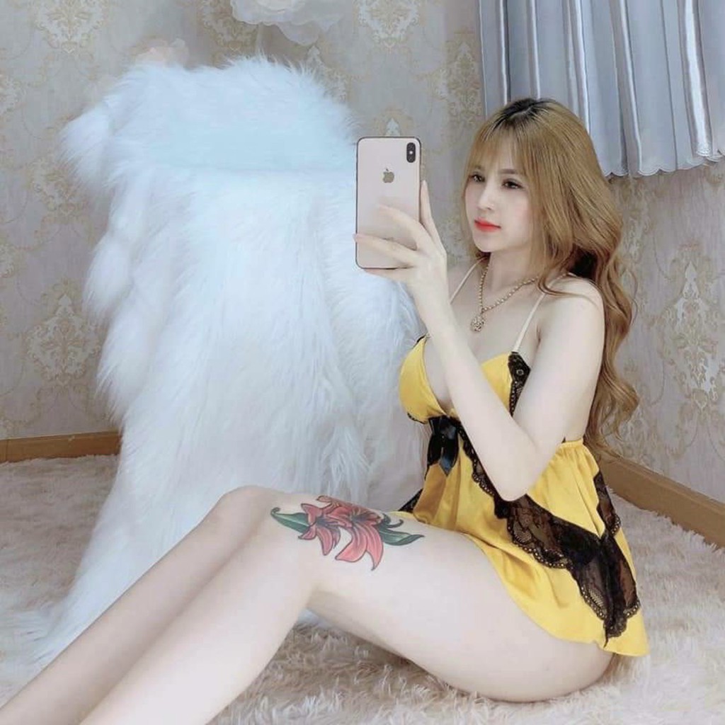 Đồ ngủ lụa satin hàng thiết kế cao cấp đan xen ren làm diểm nhấn, kiểu dáng sexy nhưng k kém phần sang trọng, DN24 | WebRaoVat - webraovat.net.vn