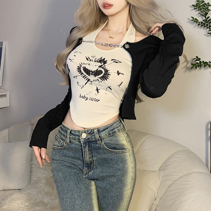 Áo Tank Top Tay Dài In Họa Tiết Nghệ Thuật Thời Trang Cho Nữ