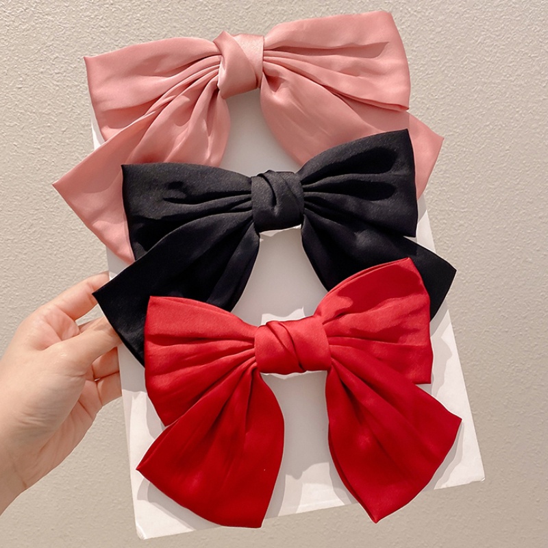 Kẹp Tóc Nơ Vải Satin Chất Lượng Cao Phong Cách Hàn Quốc