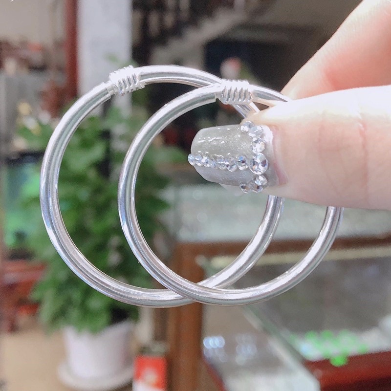 Kiềng tay bạc ta dày dặn cho mẹ và bé vòng tay cứng cho nữ và trẻ em đủ size lắc tay bạc thật