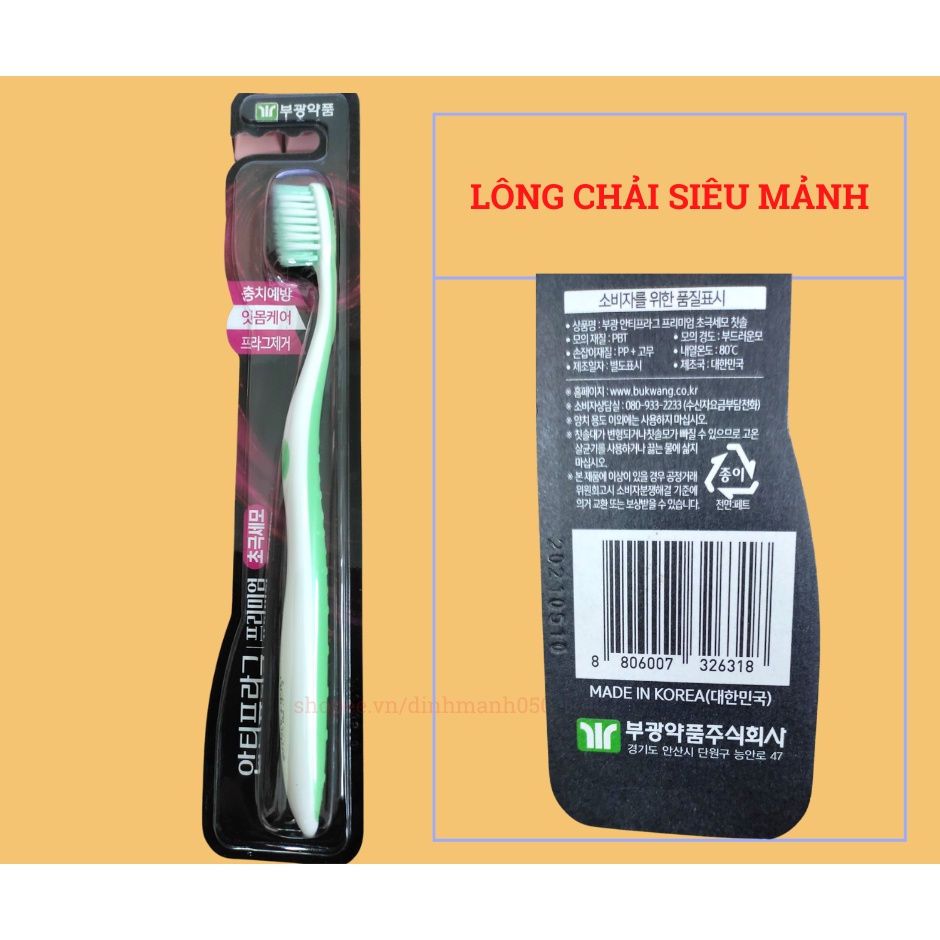 Bàn Chải Đánh Răng Hàn Quốc 2080 Lông Chải Siêu Mềm Mịn Sử Dụng Cho Răng Nhạy Cảm
