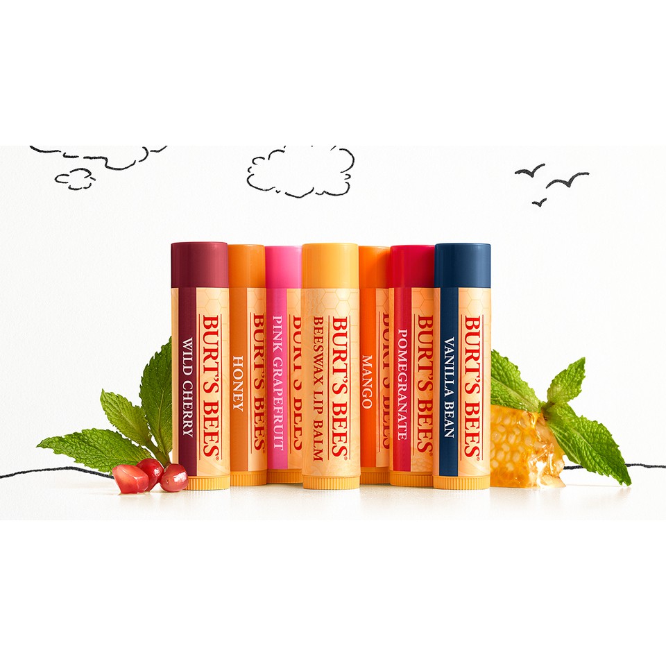 💋 Burts Bee Set Hộp 4 Thỏi 4 Mùi Son Dưỡng Sáp Ong Thiên Nhiên BURT'S BEES Natural Lip Balm Không Màu 💋