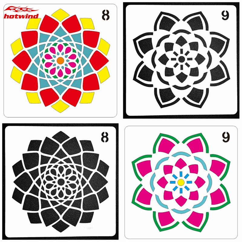 Khuôn vẽ trang trí DIY họa tiết mandala xếp lớp có thể tái sử dụng