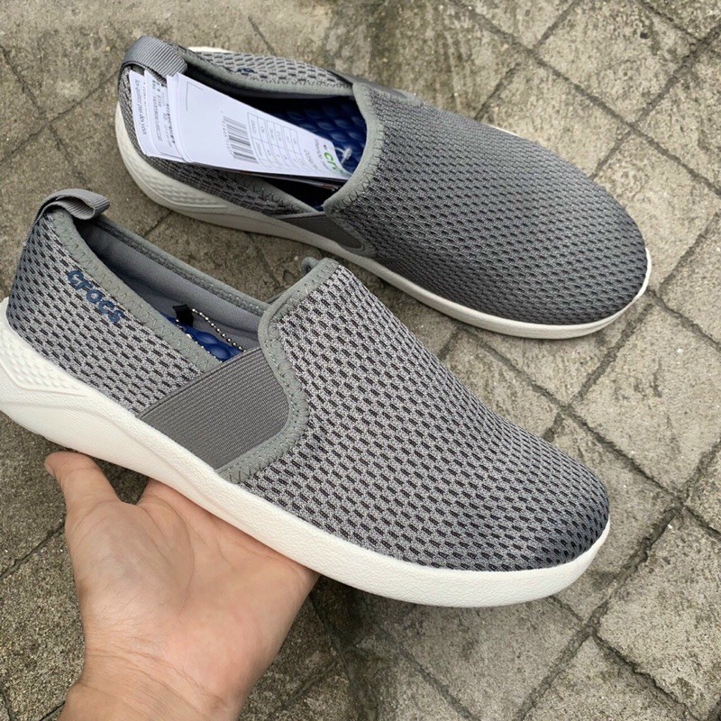 Giày vải lưới slip on cho nam màu ghi