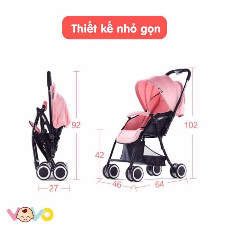 Xe đẩy Vovo 2 chiều gấp gọn