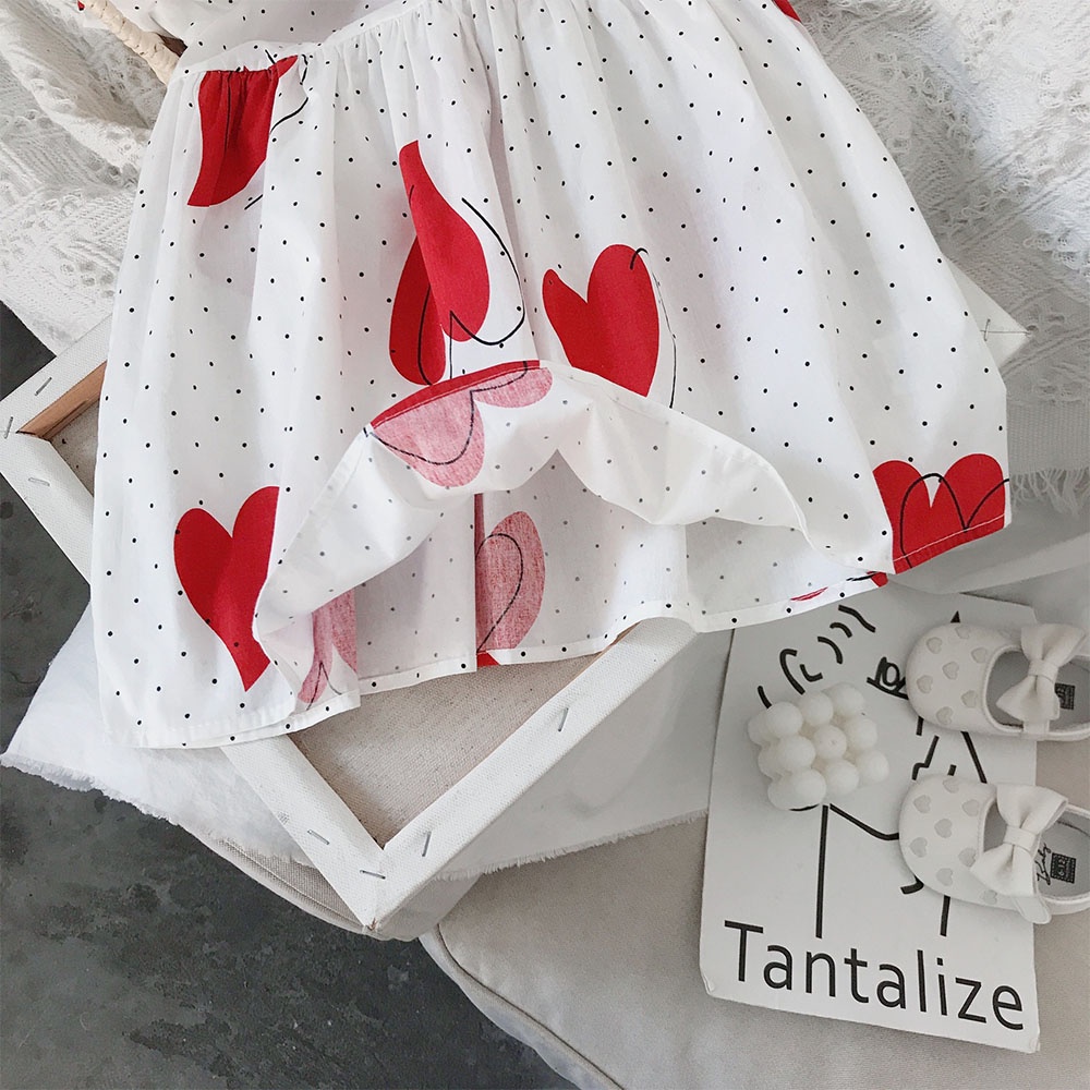 Đầm công chúa BEAR LEADER tay phồng họa tiết chấm bi thời trang mùa hè cho bé gái 2-7 tuổi