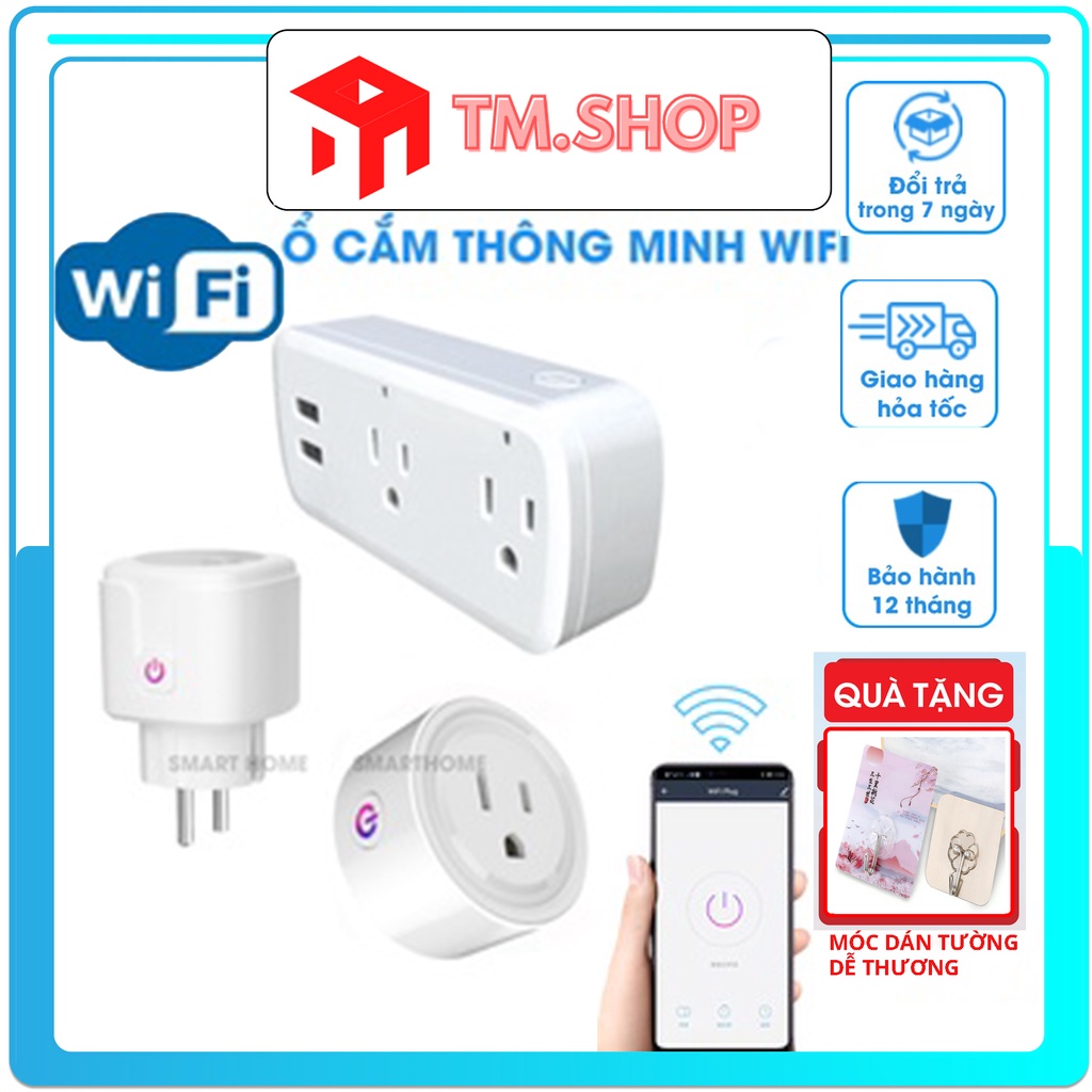 Ổ cắm điện USB wifi không dây nhiều lỗ đa năng, điều khiển bật tắt  qua điện thoại