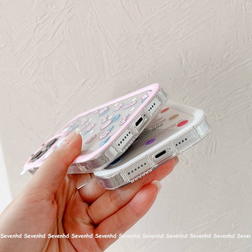 Ốp Điện Thoại Mềm Trong Suốt In Hình Quái Vật Gắn Nơ Hồng Cho iPhone 14 13 12 11 Pro Max Xs Max Xr X 7 8 6 6s Plus