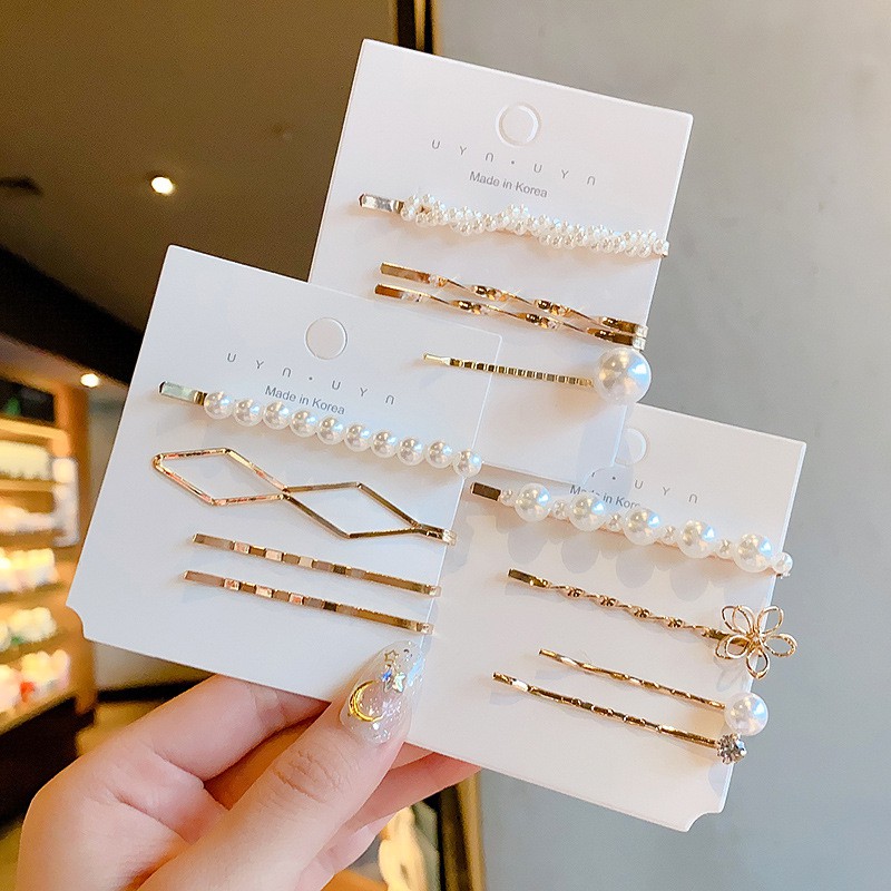 Kẹp Tóc Mái Mạ Vàng Lấp Lánh Nhiều Loại Phong Cách Hàn Quốc.