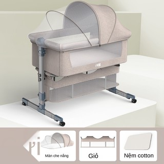 Giường cũi ghép nối giường lớn có thể tháo rời có thể gập lại có thể gập lại cho trẻ sơ sinh nôi trẻ sơ sinh giường nhỏ