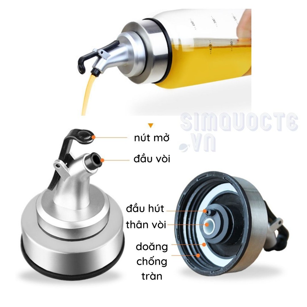 Chai Lọ Bình thủy tinh đựng dầu ăn nước mắm tự mở nắp khi rót 550ml | BigBuy360 - bigbuy360.vn