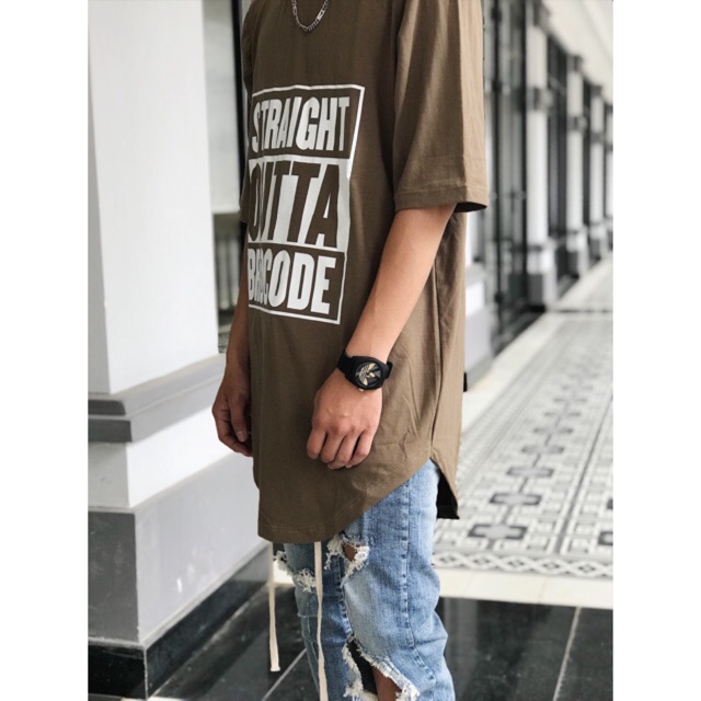 Áo longtee vạt bầu SOB màu rêu