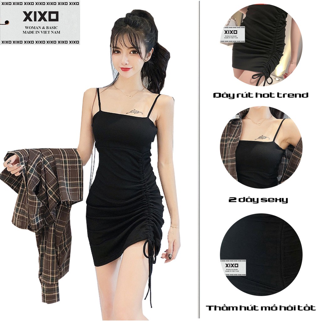 Đầm body 2 dây rút eo thời trang XIXO cao cấp - DAM0009