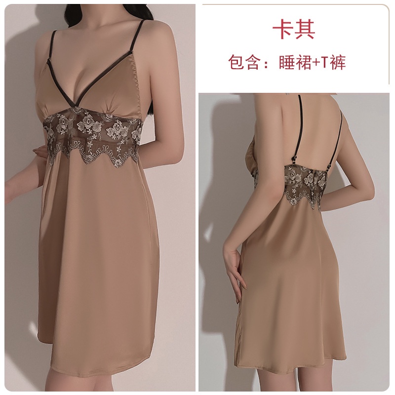 [ Tặng chíp] Đầm ngủ / Váy Ngủ 2 dây viền ren bụng sang trọng 252