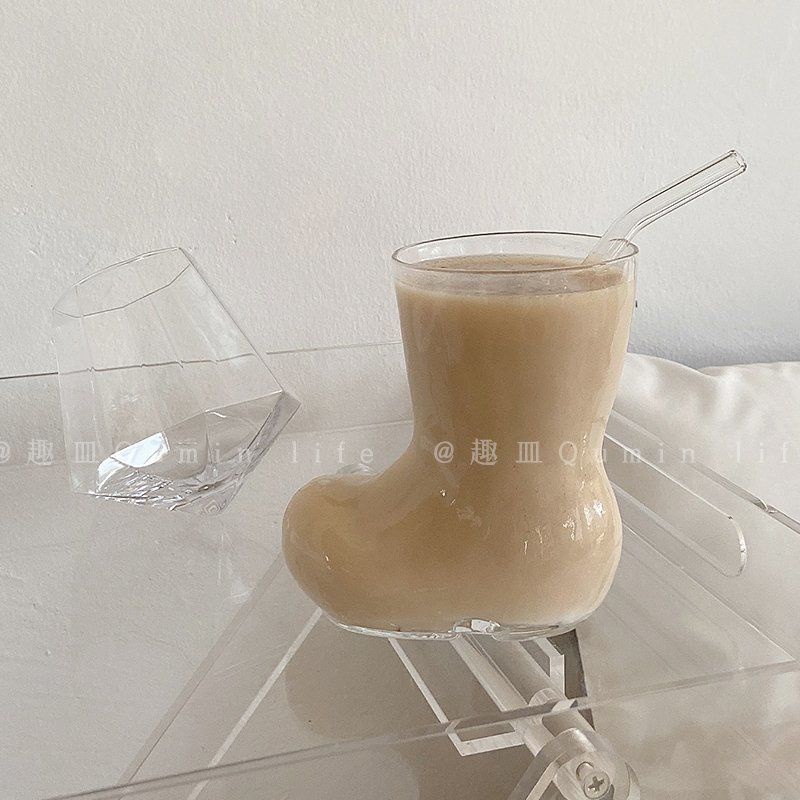 Ly Thủy Tinh Uống Cà Phê / Sữa Kiểu Bốt Dễ Thương