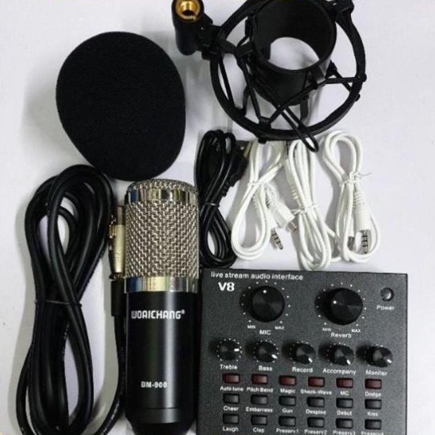 [Mã ELHACE giảm 4% đơn 300K] Bộ Combo Mic Thu Âm Hát Livestream V8 + Mic BM900 ⚡CHÍNH HÃNG⚡ Thu Âm Điện Thoại Máy Tính