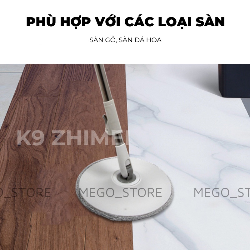 Cây Lau Nhà Tách Nước Bẩn K9 ZHIMEI Chổi Lau Nhà Tự Vắt Thông Minh Bộ Lau Nhà 360 Độ Bảo Hàng 12 Tháng