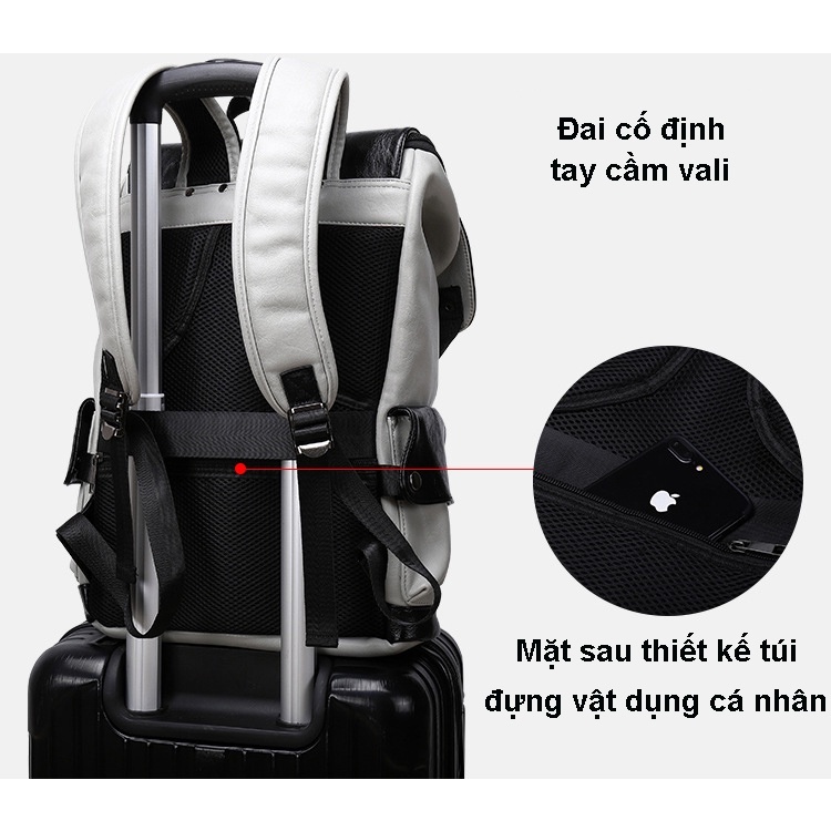 Balo da nam thời trang cặp đi học nam đựng laptop 15.6 inch chống nước Balo nam ulzzang đi chơi da PU balo LV - RIKY