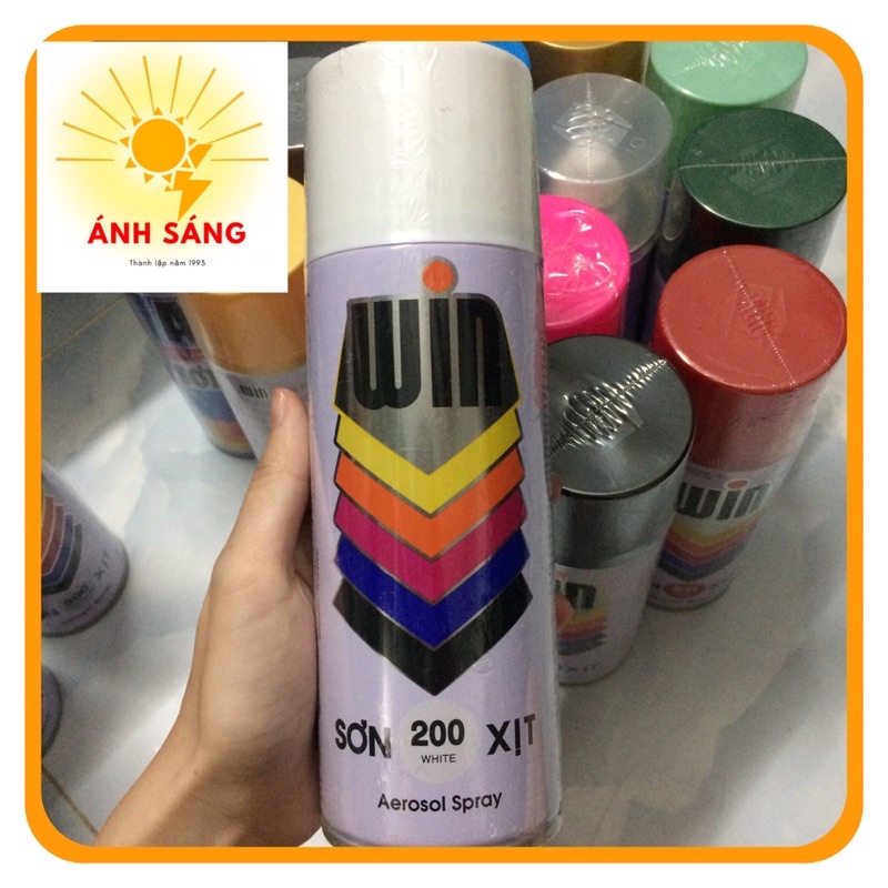Sơn xịt ATM/WIN màu đen bóng/ vàng đồng/ trắng/ bạc/ xám/ nhũ vàng  400ml
