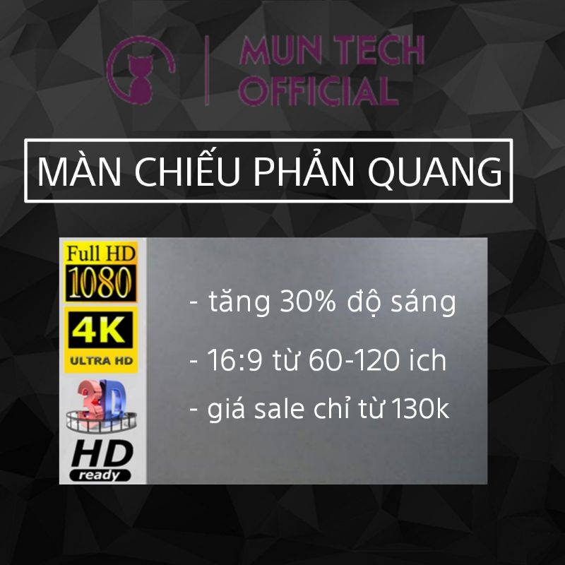Màn chiếu phản quang dán tường kích thước từ 60in-136In Ngoài ra có khổ tự cắt - Dùng chiếu ngoài trời