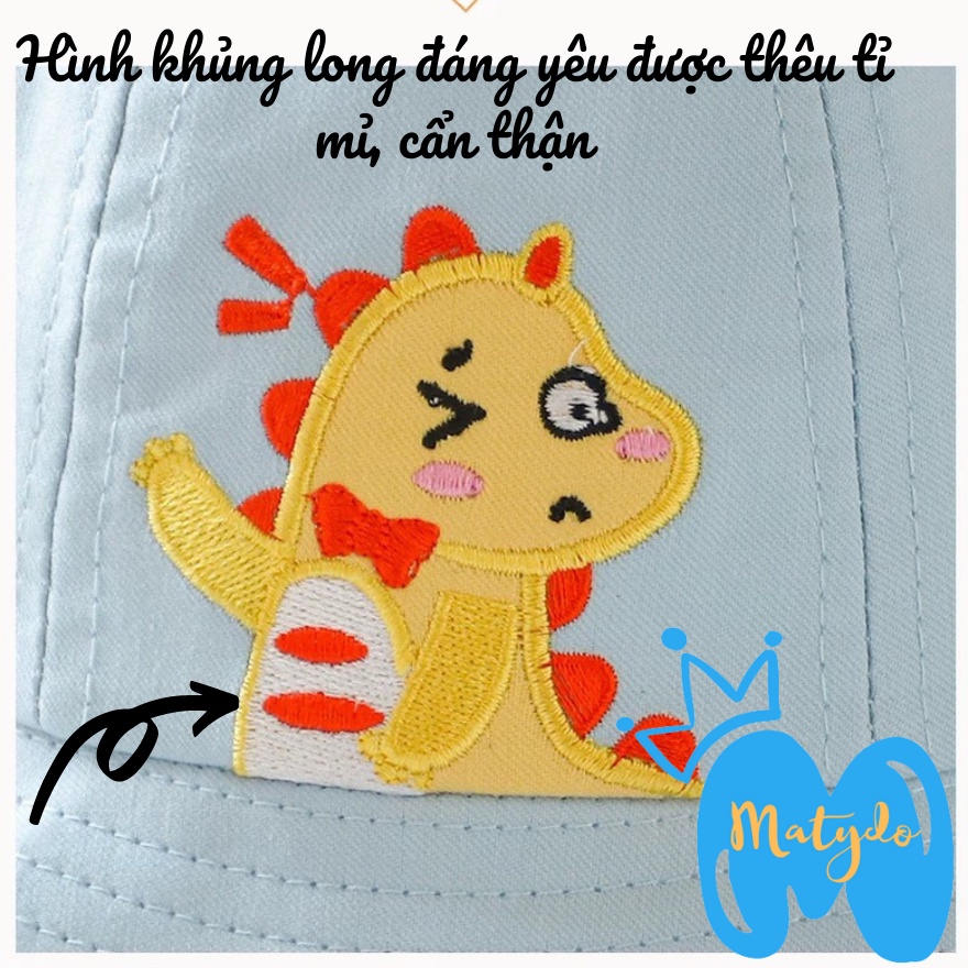 Mũ cho bé trai bé gái MATYDO rộng vành hình khủng long thêu đáng yêu phụ kiện mũ nón trẻ em