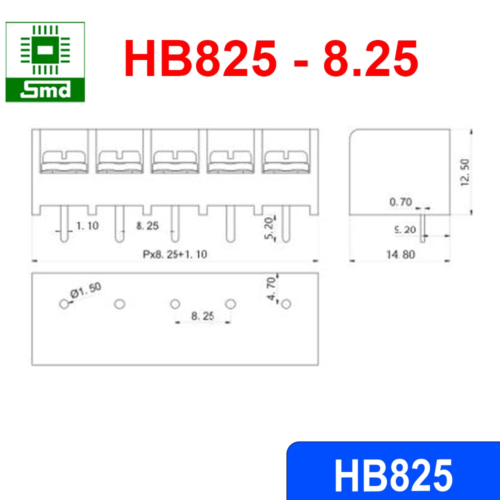 HB825 Domino, Connecter HB8.25, Cầu Đấu 8.25MM Màu Đen Có Các Loại header 2P 3P 4P 6P 8P các loại HB 825