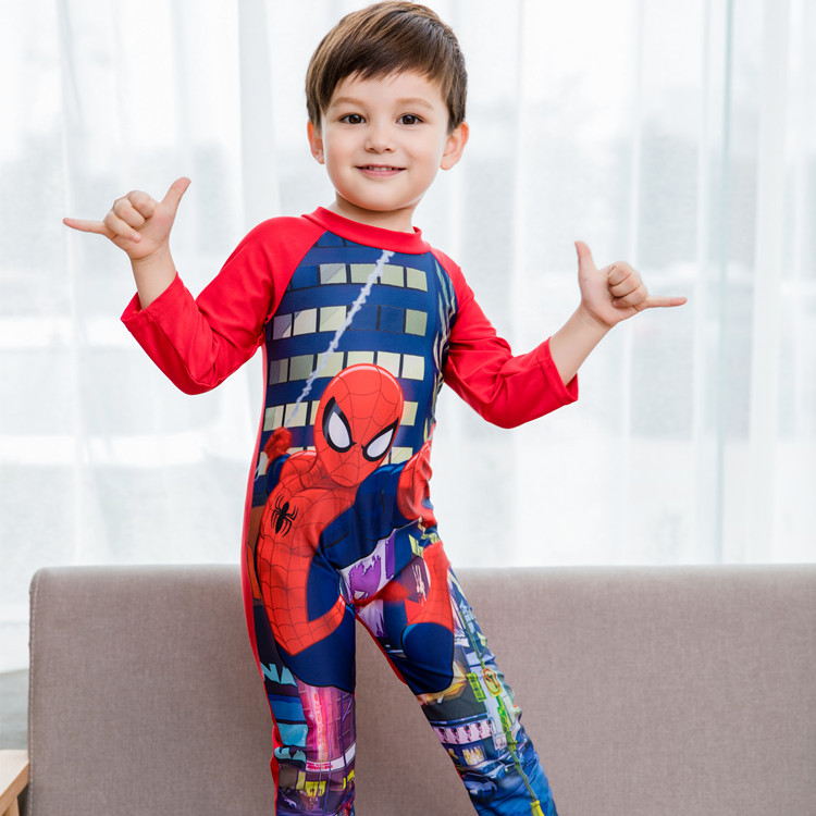 Bộ Đồ Bơi Liền Thân Dài Tay In Hoạt Hình Dành Cho Bé Trai