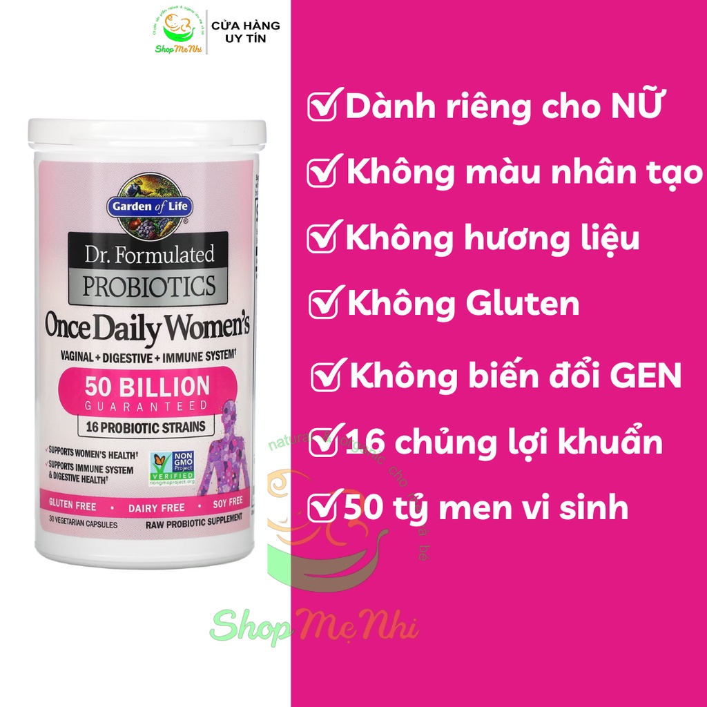 Lợi khuẩn cho phụ nữ Garden of Life Dr. Formulated Once Daily Women's Probiotics 30v.