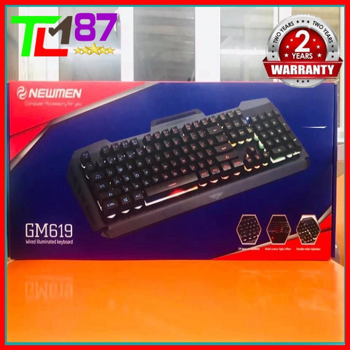 Bàn Phím Máy Vi Tính Laptop Chơi Game NEWMEN GM619 Đèn LED 7 Màu- Bàn phím Giả Cơ Keyboard Gaming Có Dây
