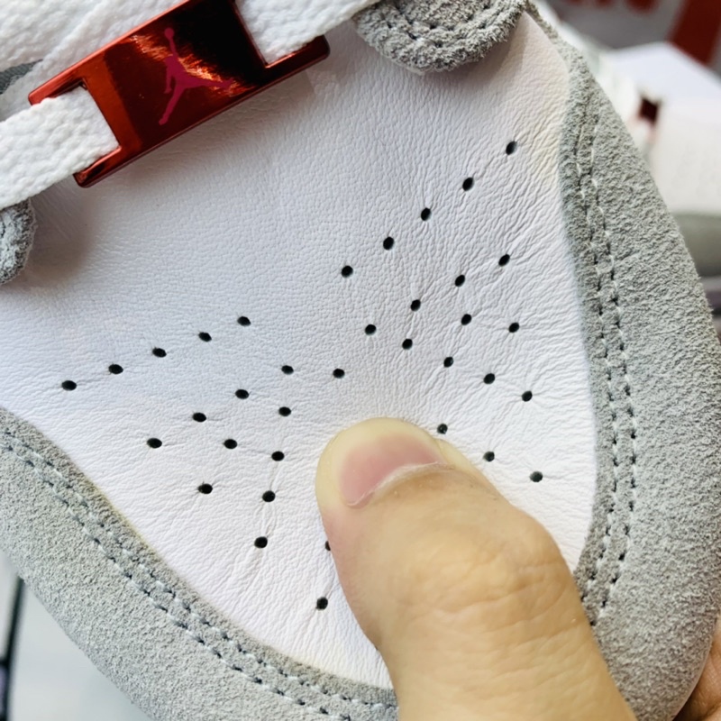 Giày thể thao sneaker cổ thấp Air Jordan Low AJ1 Light Smoke Grey Gym Red Hàng SC