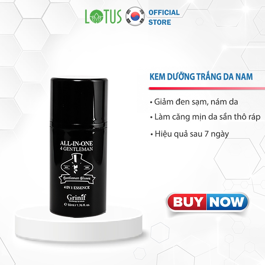 Kem dưỡng trắng da, chống lão hóa, dưỡng ẩm da, giảm thâm nám 4 trong 1 cho nam giới GRINIF All In One 4 Gentleman 50ml