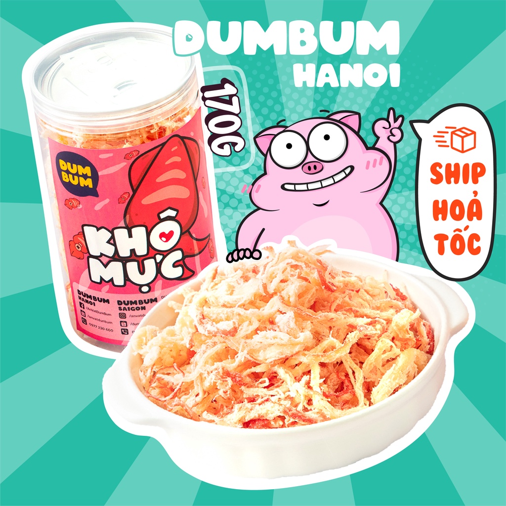 Khô mực hấp dừa xé sợi 170g DumBum đồ ăn vặt Hà Nội