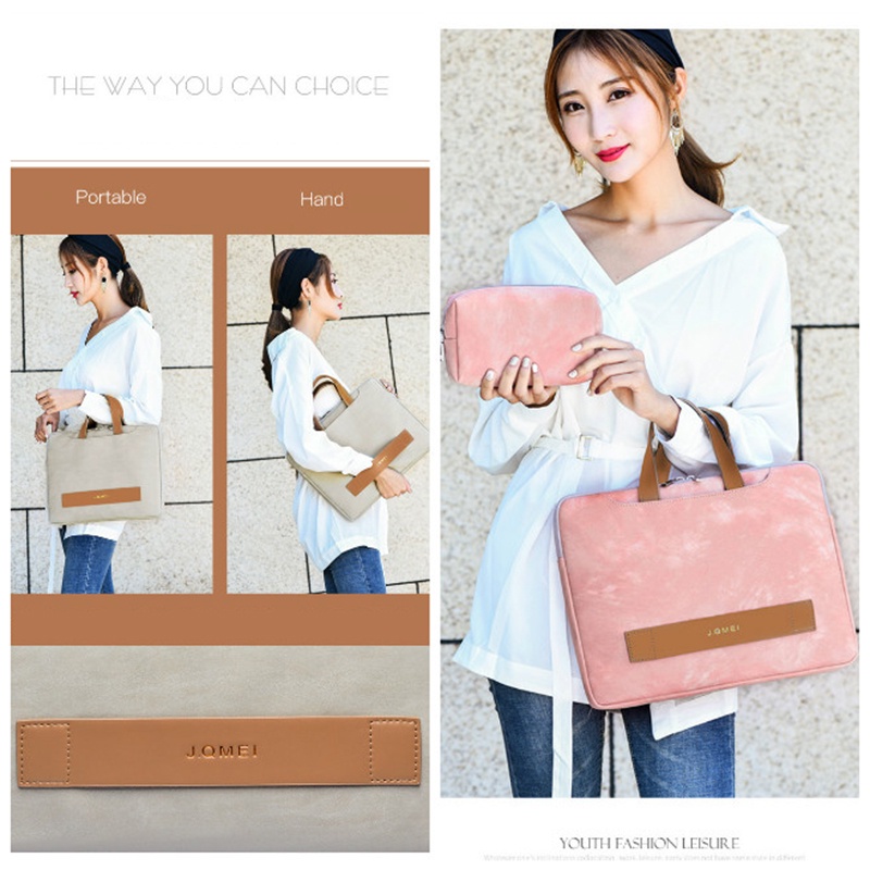 Túi đựng Laptop bằng da Pu nhám chống thấm nước 13 14 15 Inch cho nữ