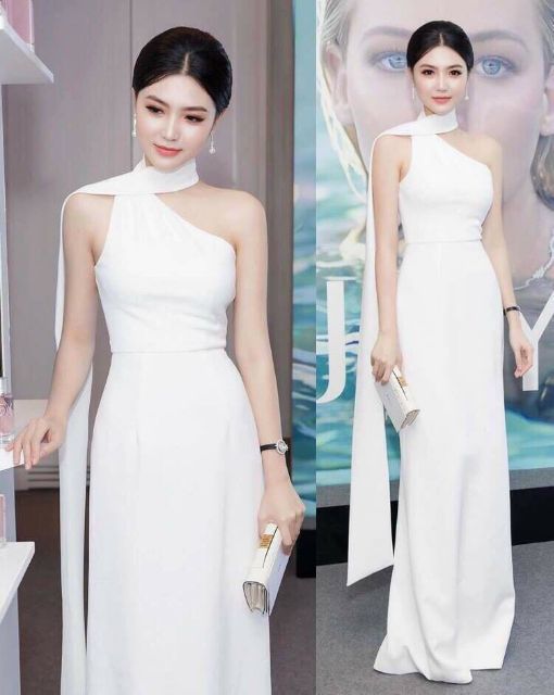 Đầm dạ hội lệch vai cao cấp kèm ảnh thật tặng hoa tai thời trang xinh xắn | BigBuy360 - bigbuy360.vn