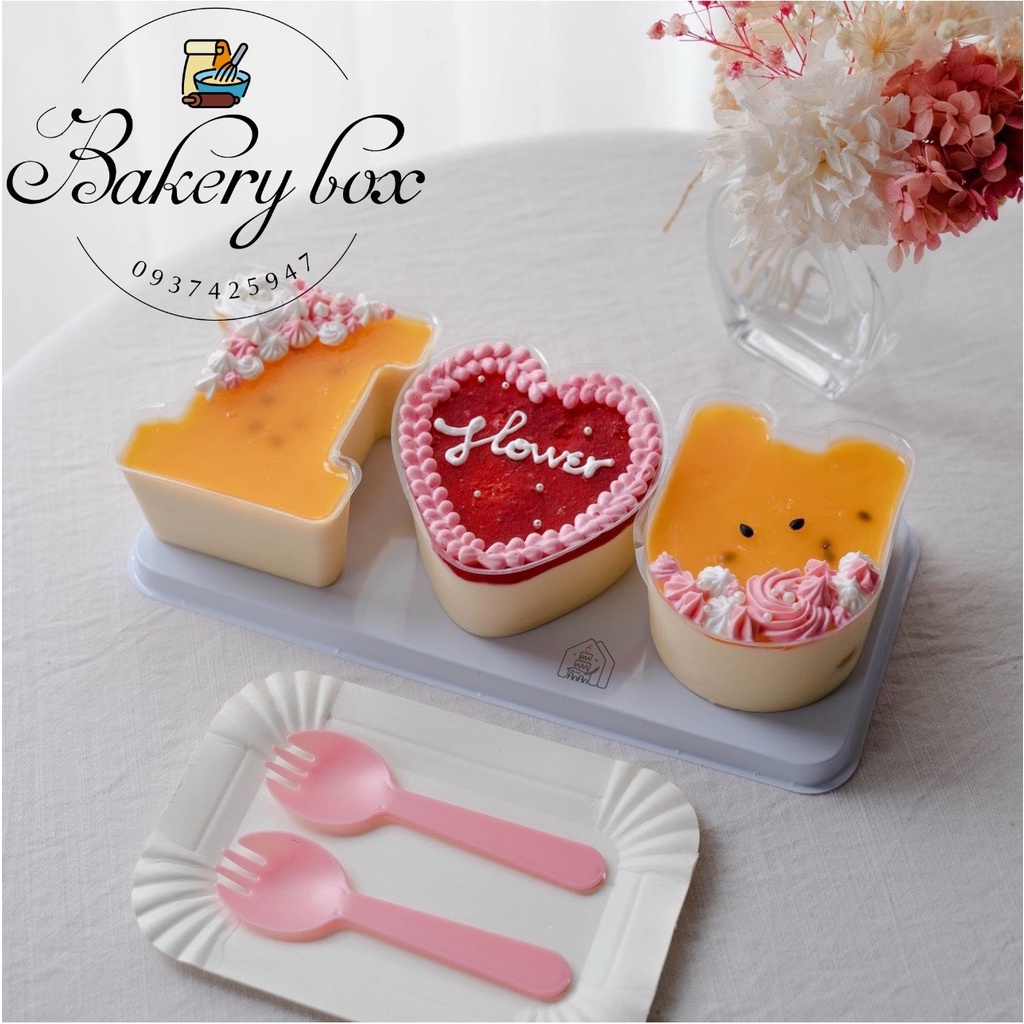 5 Bộ Hộp Chữ  - Set Chữ I ❤️ U Đựng Bánh Lạnh - Tiramisu - Mousse - Panna Cotta - Tặng Quà Valentine