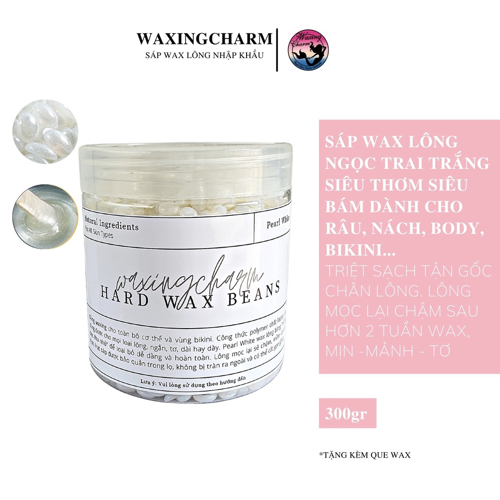 Sáp Wax Lông Nóng Pearl White Hard Wax Beans WaxingCharm  Dành Cho Mặt, Râu, Nách, Body, Bikini