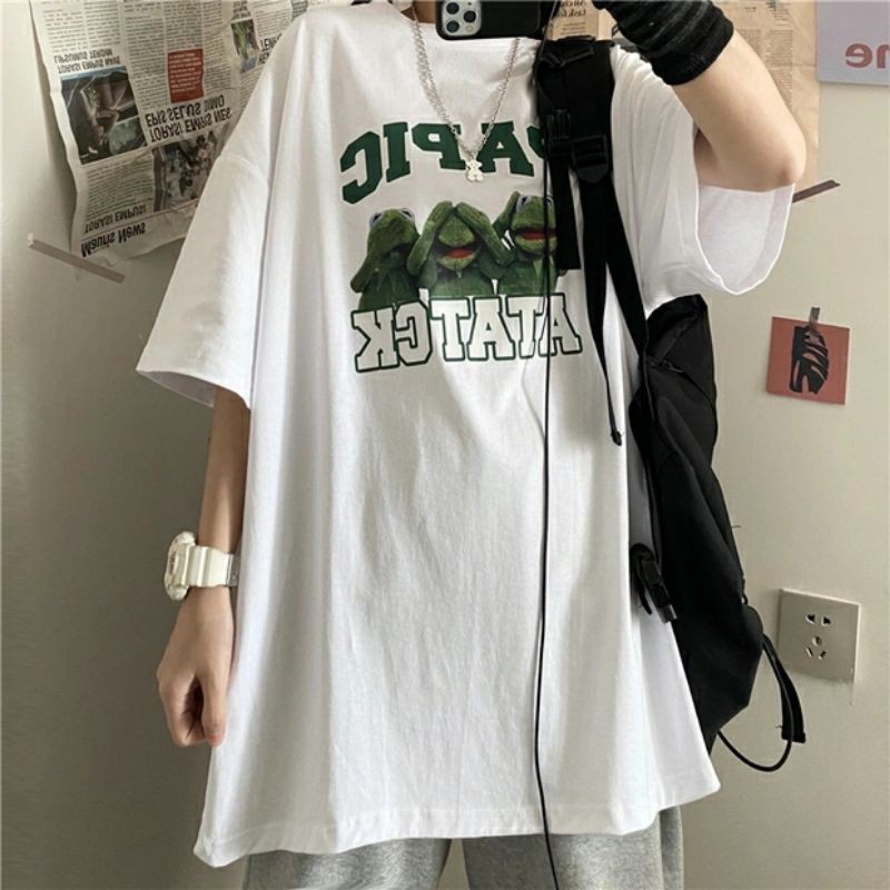 áo thun nữ form rộng unisex oversize ba chú ếch
