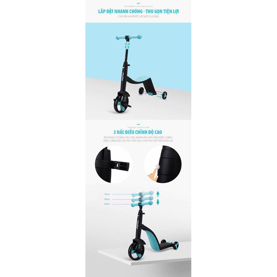 XE TRƯỢT  SCOOTER  Nadle 3 trong 1 - Đa năng tiện lợi rễ sử dụng với 3 chức năng vừa xe đạp - scooter - xe chòi chân
