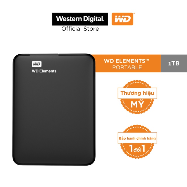 Ổ cứng di động Western Digital WD Elements 2.5" 1TB Đen - WDBUZG0010BBK