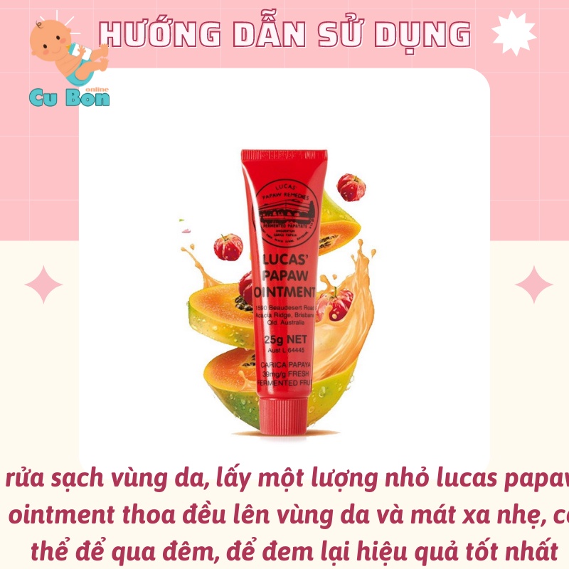 Lucas Papaw Ointment 25g kem đa năng đu đủ của Úc chống khô nẻ môi mẩn ngứa bỏng da mụn nhọn cho mọi lứa tuổi