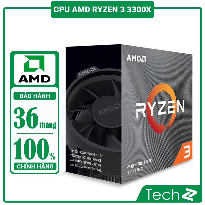 [CHÍNH HÃNH] CPU AMD Ryzen 3 3300X (3.8GHz turbo up to 4.3GHz, 4 nhân 8 luồng , 16MB Cache, 65W) - Socket AMD AM4