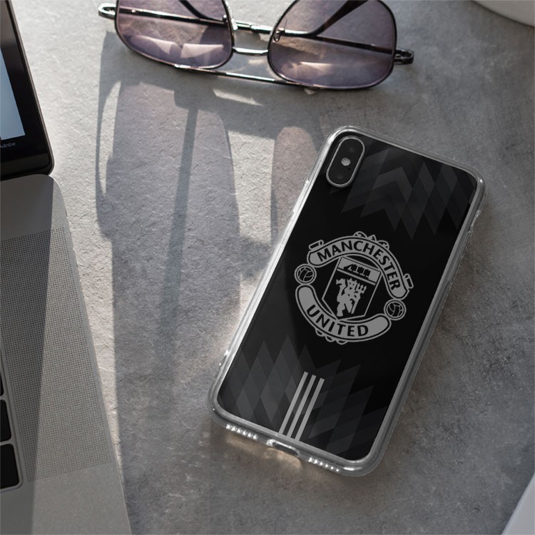 Ốp lưng logo CLB Manchester United đen trắng cho Iphone 5 6 7 8 Plus 11 12 Pro Max X Xr 95