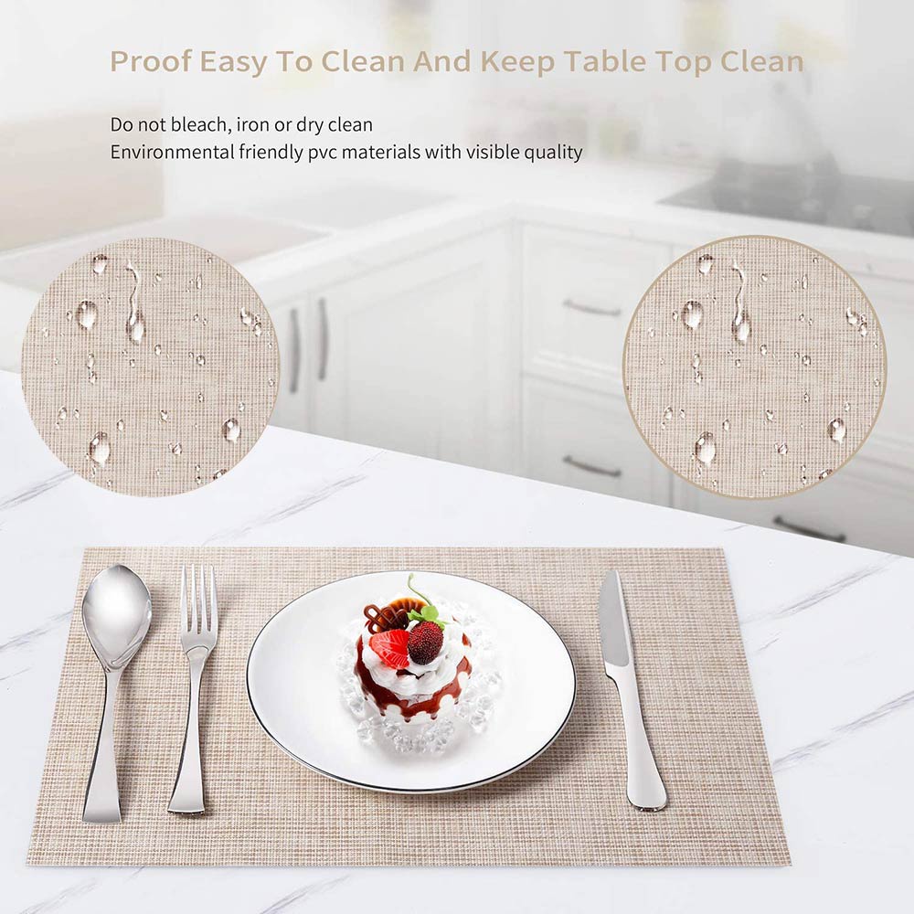 [huite]2/4/6 Pcs Environmental Protection Placemat Pvc Food Insulation Pad Rectangular Simple Table Mat Coaster Bowl Mat