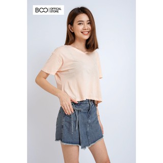  Áo Thun BOO nữ basic form rộng tay ngắn cổ tim